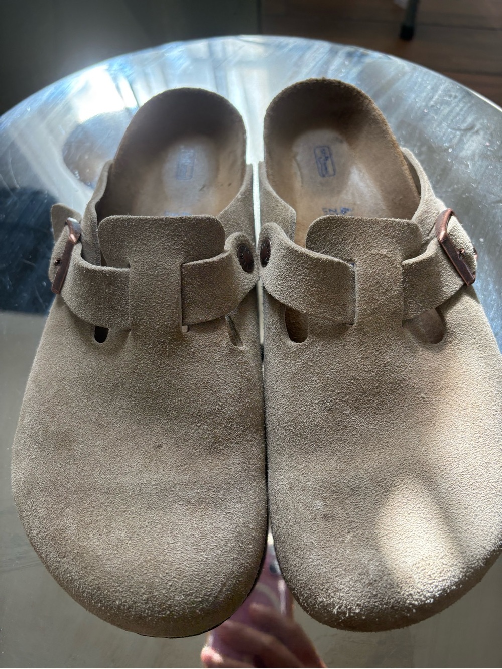 Birkenstock Boston Taupe Soft Footbed Suede Leather Clogs Unisex EU 42 US M9 W11 - Picture 2 of 7